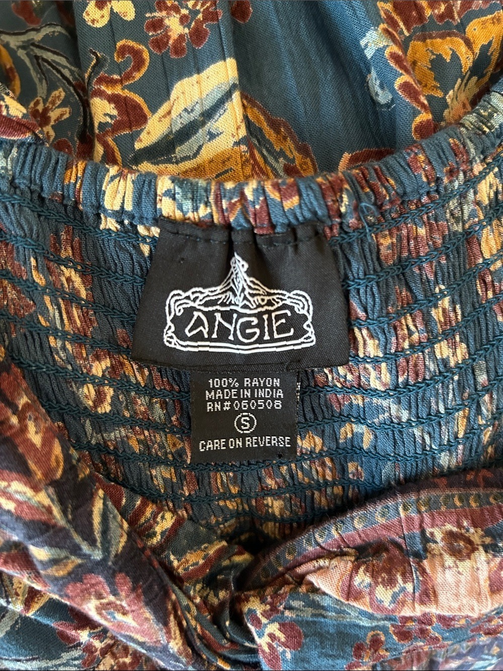 Angie Teal Floral Hi-Low Dress with Puff Sleeves size S - Picture 12 of 12